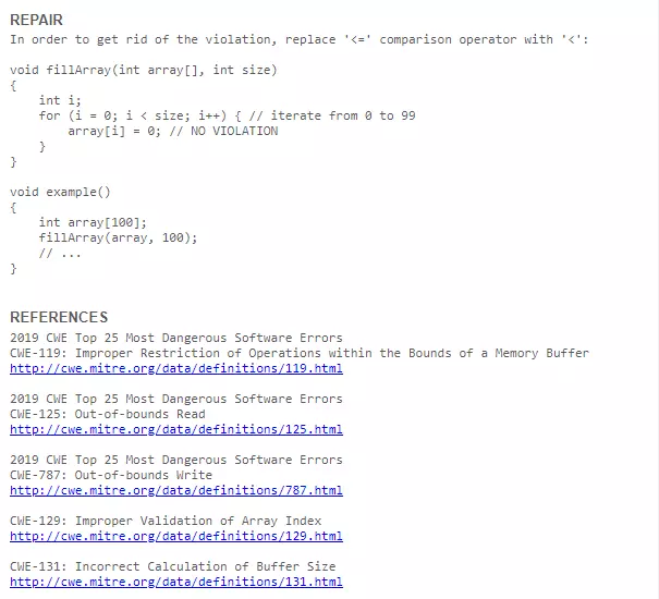 ParasoftC/C++test Example of Repair