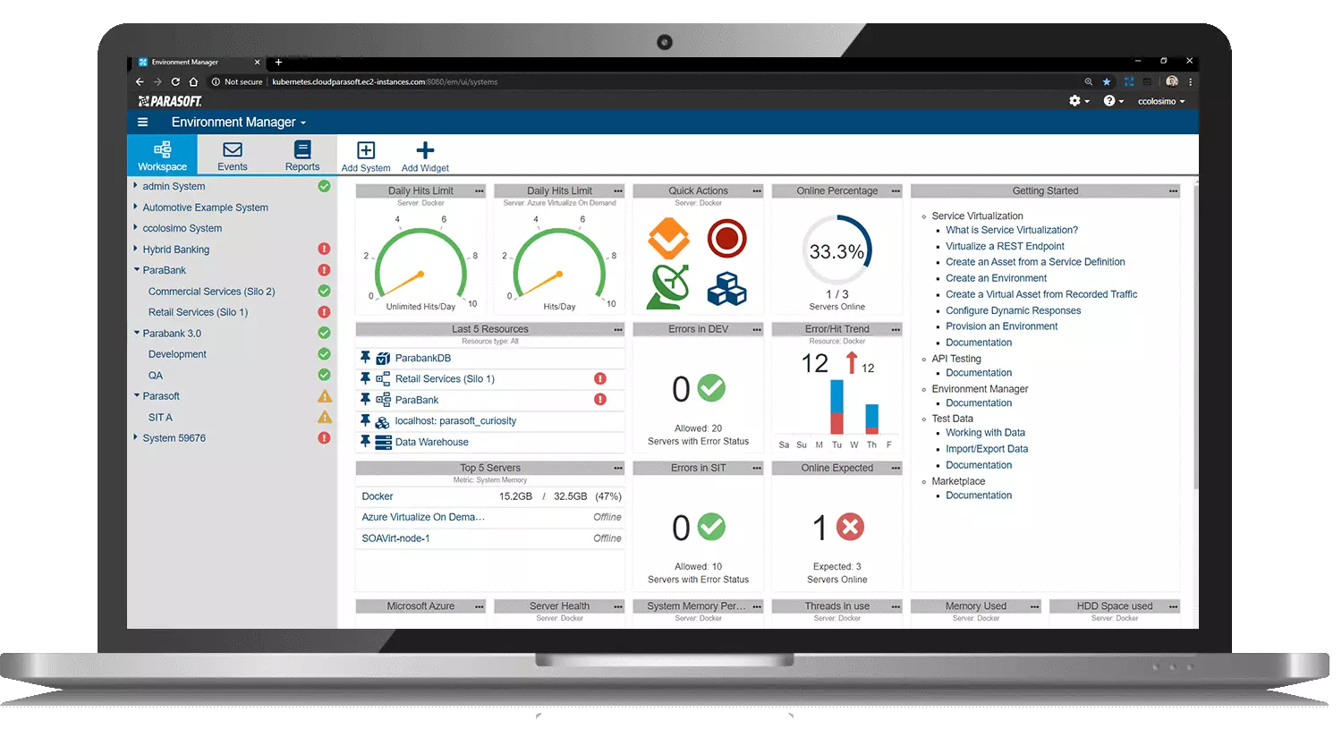 Parasoft Environment Manager Workspace