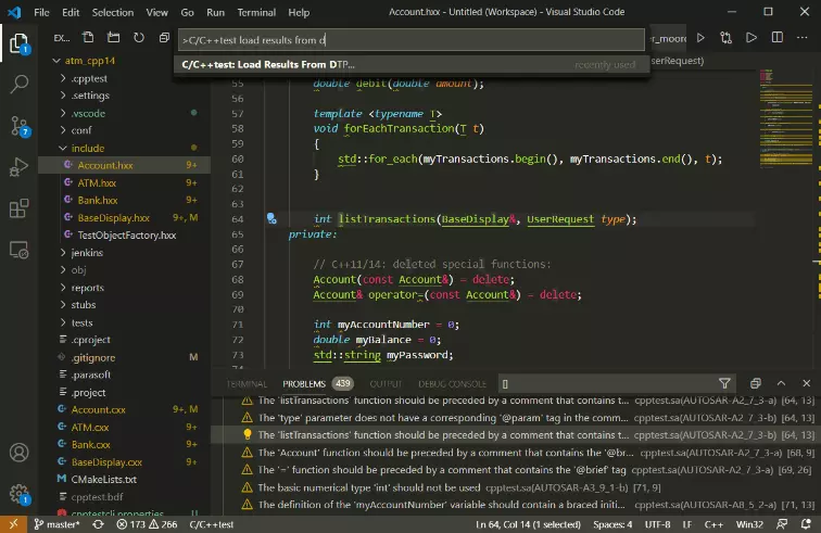Screen capture of C/C++test Load Results From DTP