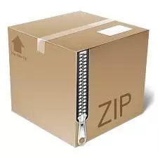 Icon of ZIP file shown as mail package with a zipper