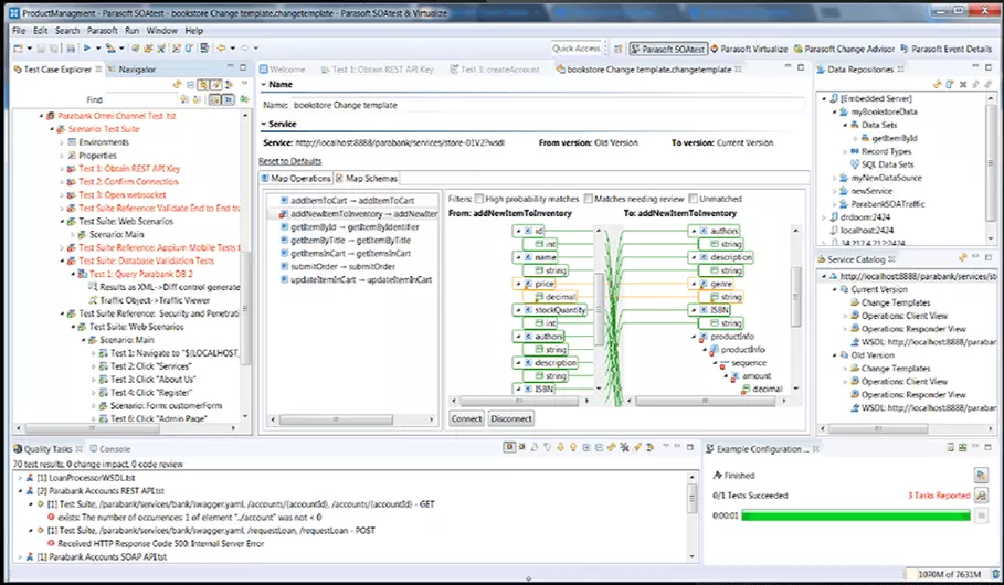 Screen capture of Parasoft SOAtest Product Management Test Case Explorer